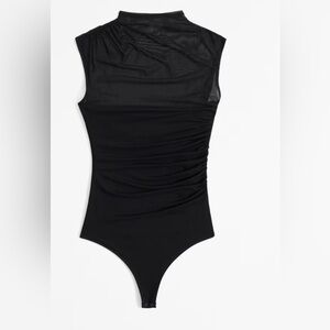 Abercrombie Draped Mesh Mockneck Bodysuit